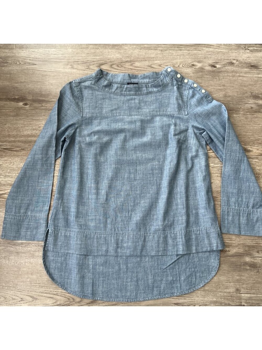 J Crew Chambray Popover‎ Shirt Womens 2 Tunic Long Sleeve New